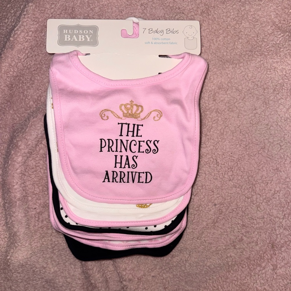 Hudson Baby Pink and White Bib Collection